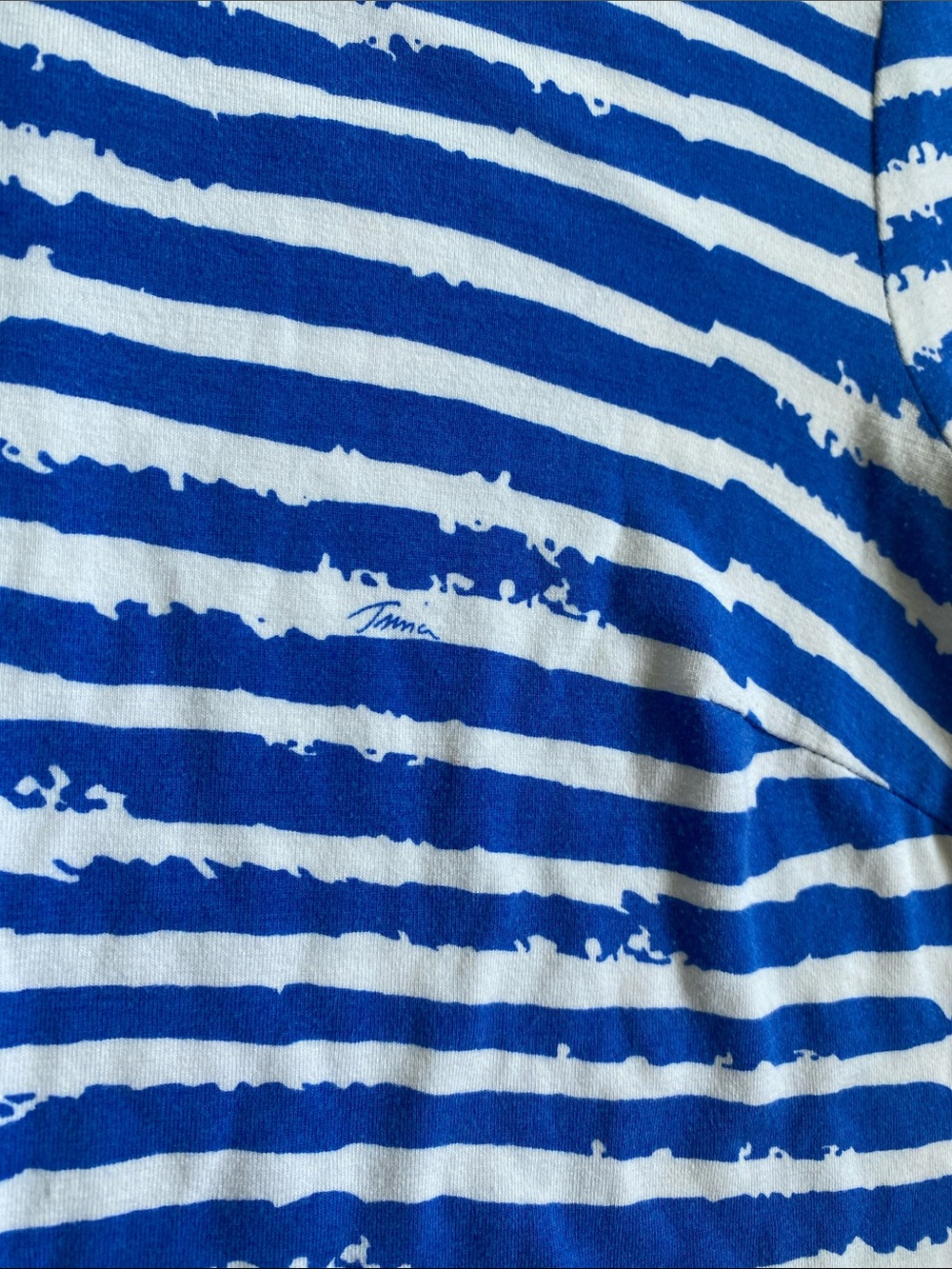 Trina Turk Blue White Striped Knit Dress Small Nautical Stretch 3/4 Sleeve - Picture 4 of 11